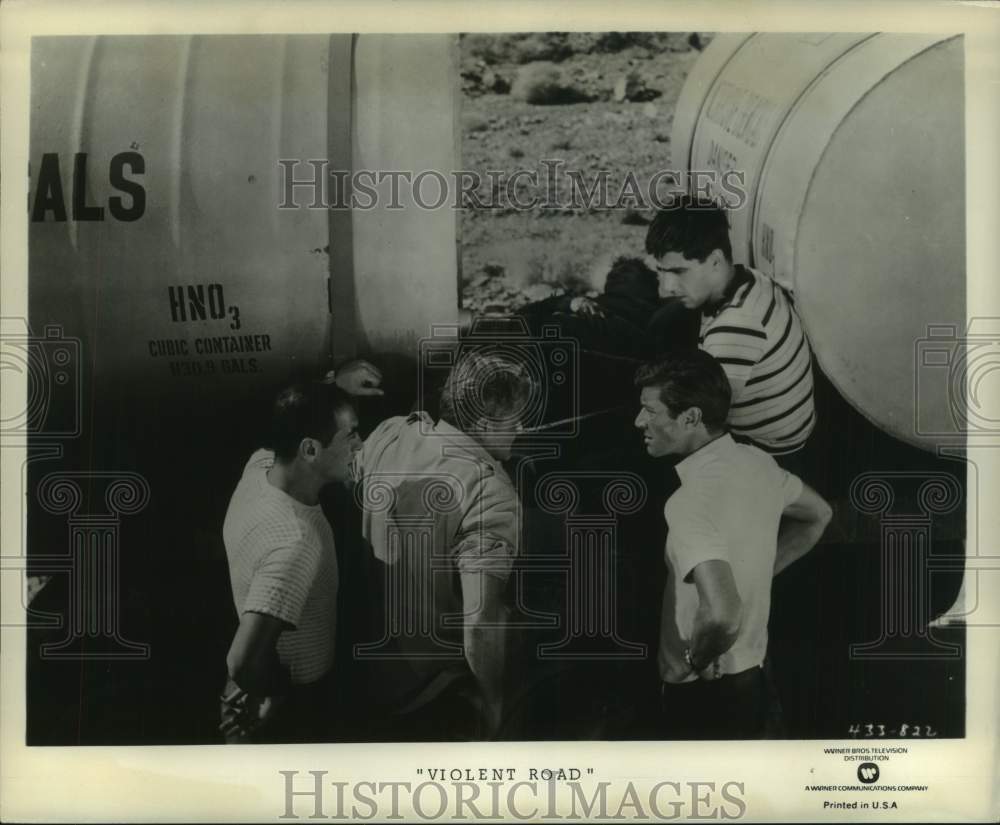 1980 Press Photo Actors in scene from &quot;Violent Road.&quot; - nop76751