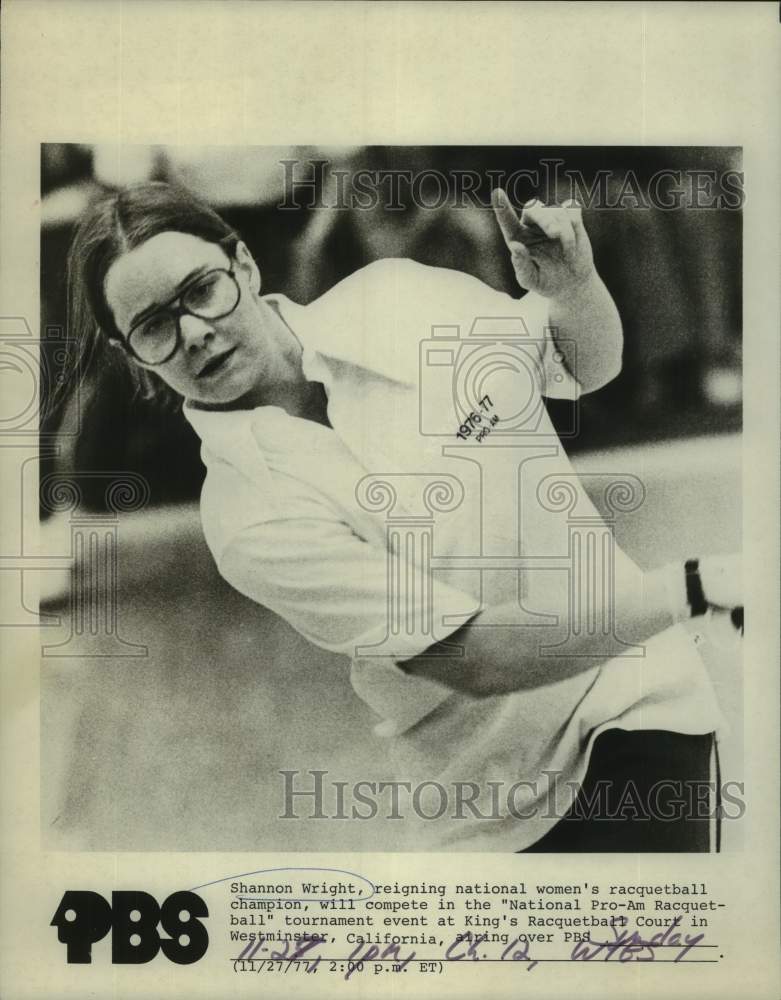 1977 Press Photo Shannon Wright to compete in "National Pro-Am Racquetball"- Historic Images