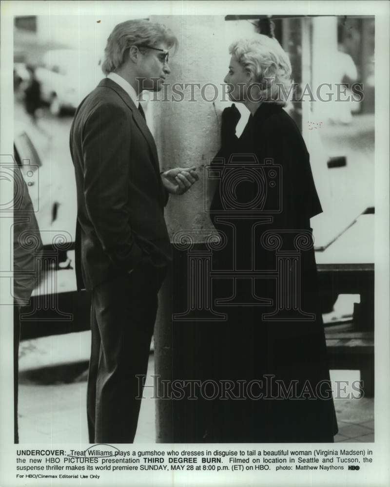 1989 Press Photo Treat Williams &amp; Virginia Madsen in HBO&#39;s &quot;Third Degree Burn.&quot;- Historic Images