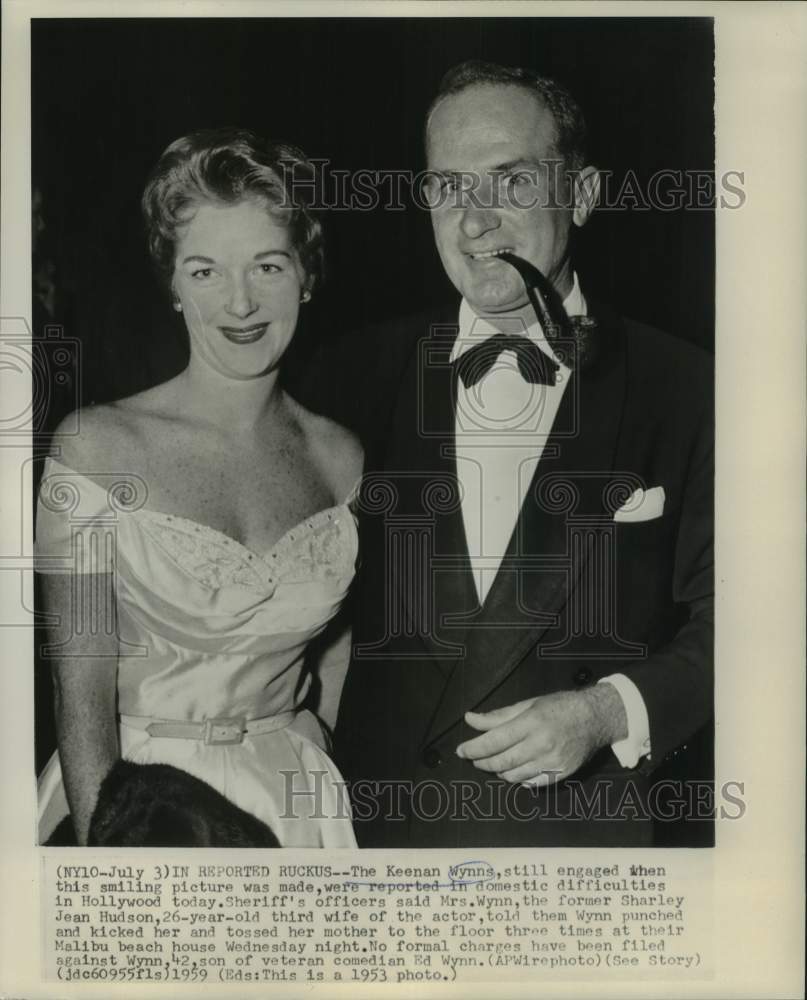 1953 Press Photo Sharley Jean Hudson with Keenan Wynn in Hollywood - nop78788