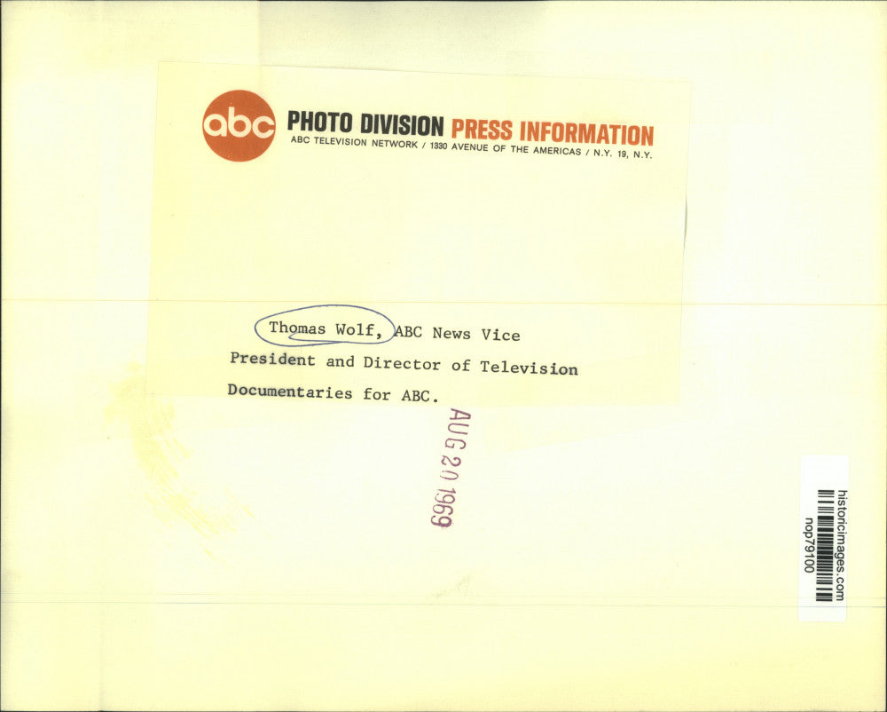 1969 Press Photo Thomas H. Wolf. ABC Vice President- Documentary Programs