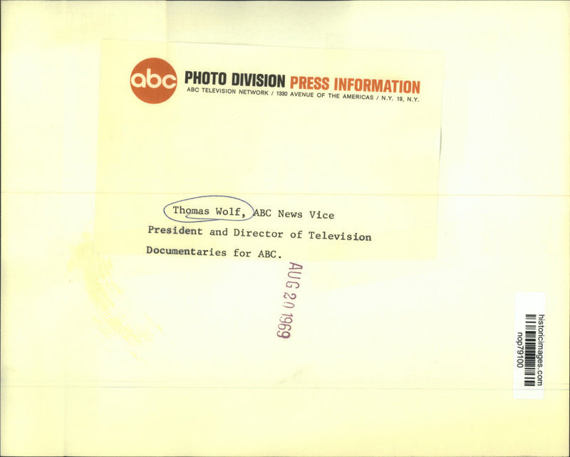 Load image into Gallery viewer, 1969 Press Photo Thomas H. Wolf. ABC Vice President- Documentary Programs
