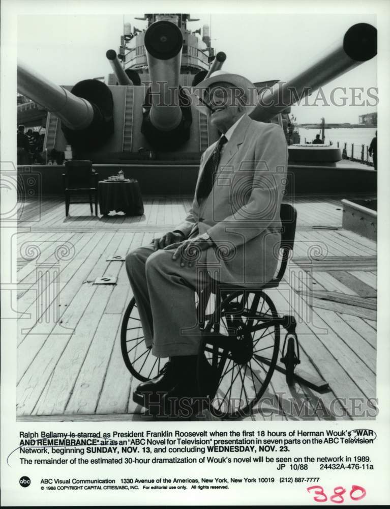 1988 Press Photo Ralph Bellamy in &quot;War and Remembrance&quot; - nop81277- Historic Images