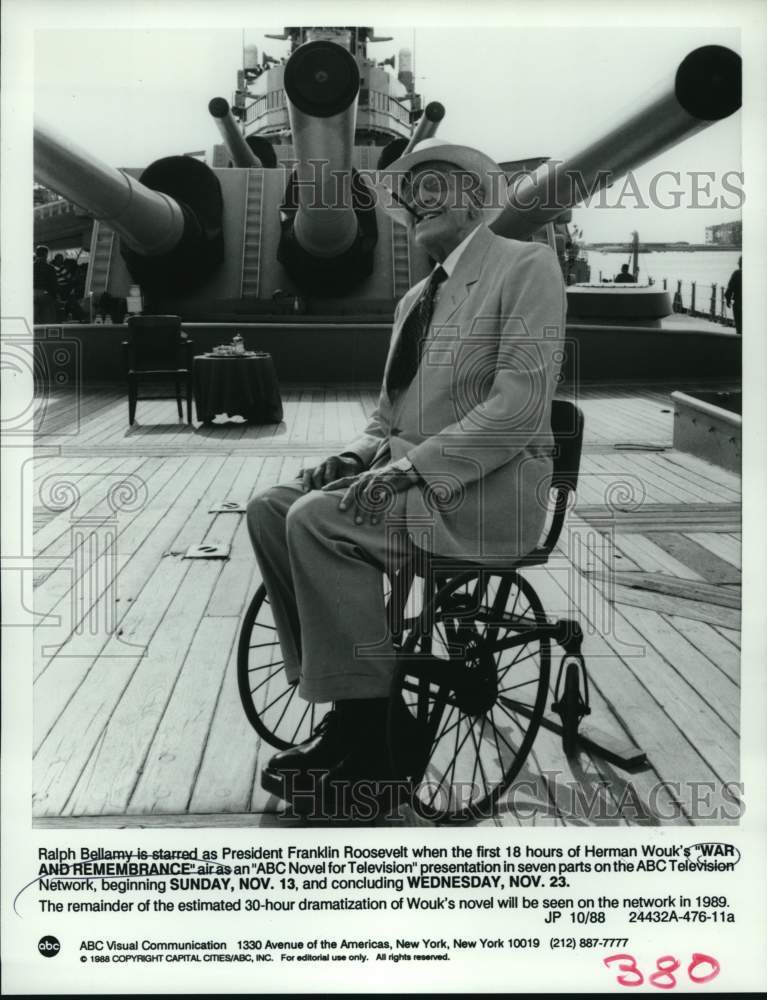 1988 Press Photo Ralph Bellamy in "War and Remembrance" - nop81277- Historic Images