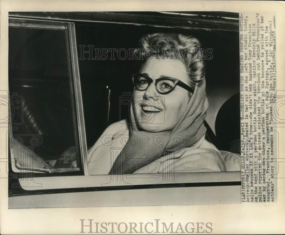 1958 Press Photo Actress Shelley Winters Leaving Studio in Beverly Hills- Historic Images