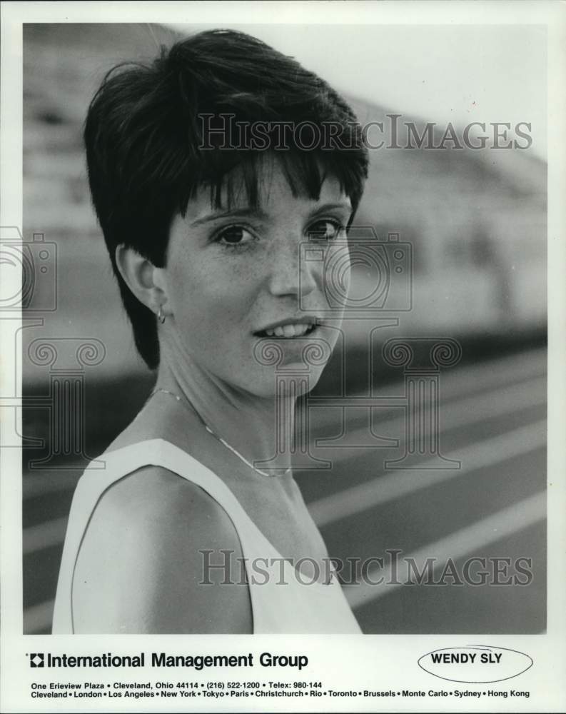 1985 Press Photo Wendy Sly, Olympic track &amp; field silver medalist - nop87581- Historic Images