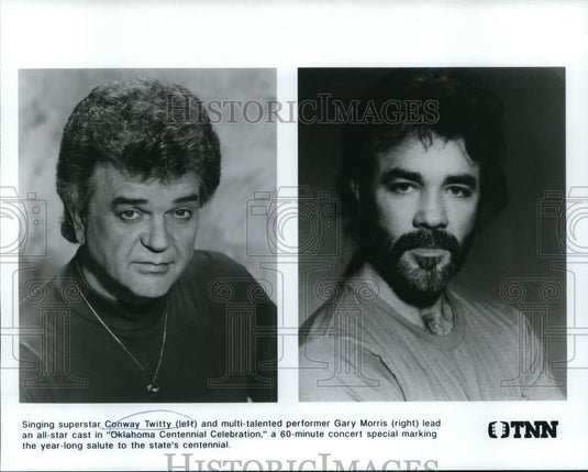 1989 Press Photo Conway Twitty & Gary Morris in Oklahoma Centennial Celebration