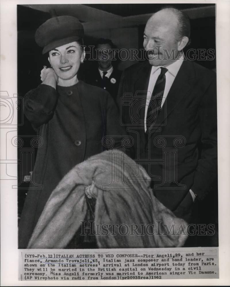 1962 Press Photo Actress Pier Anglei and fiance Armando Trovajoli, jazz composer- Historic Images