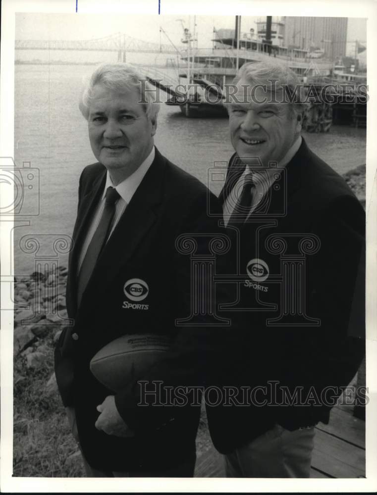 1989 Press Photo CBS Super Bowl XXIV Hosts John Madden &amp; Pat Summerall- Historic Images