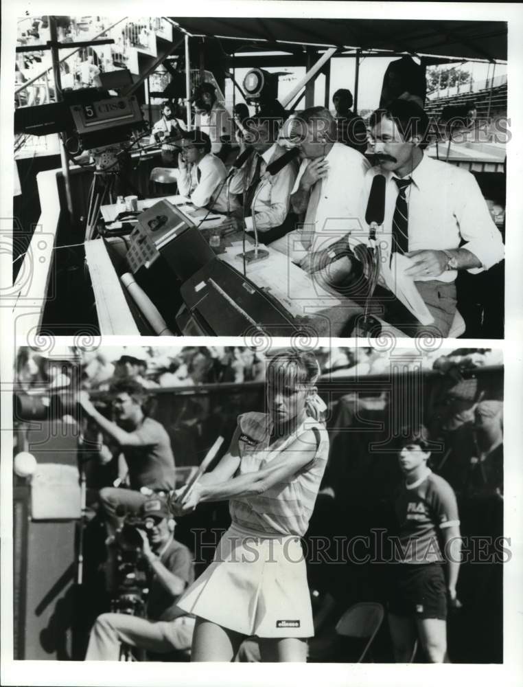 1983 Press Photo Tony Trabert, Pat Summerall, John Newcombe, Chris Evert Lloyd- Historic Images