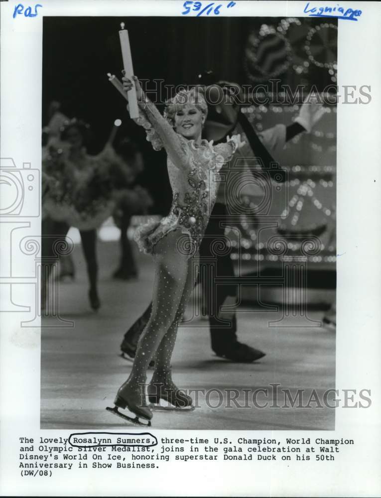 1989 Press Photo Figure Skater Rosalynn Sumners in Walt Disney&#39;s World On Ice- Historic Images