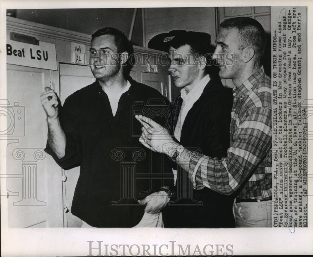 1964 Press Photo Sugar Bowl-Syracuse University players prepare for game.- Historic Images