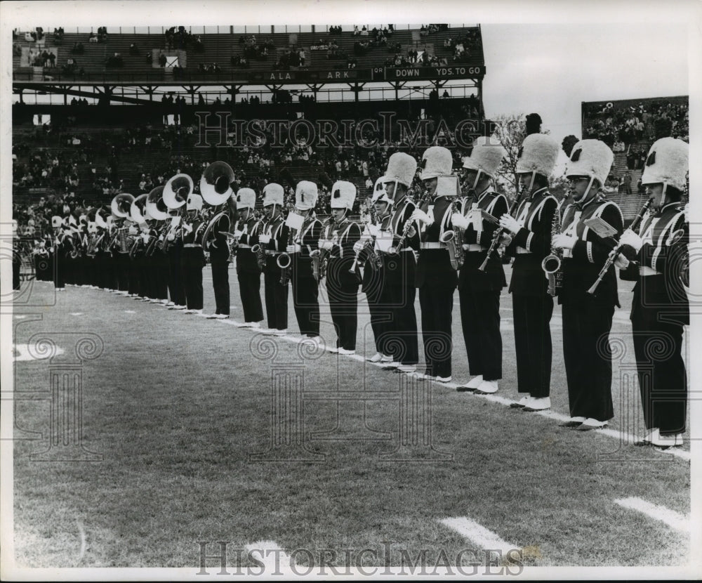 1962 Press Photo Sugar Bowl- Arkansas Band lined up on field. - nos00257- Historic Images