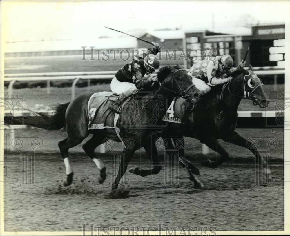 1989 Press Photo Horse Racing-Galba wins 1989 New Orleans Handicap. - nos00594- Historic Images