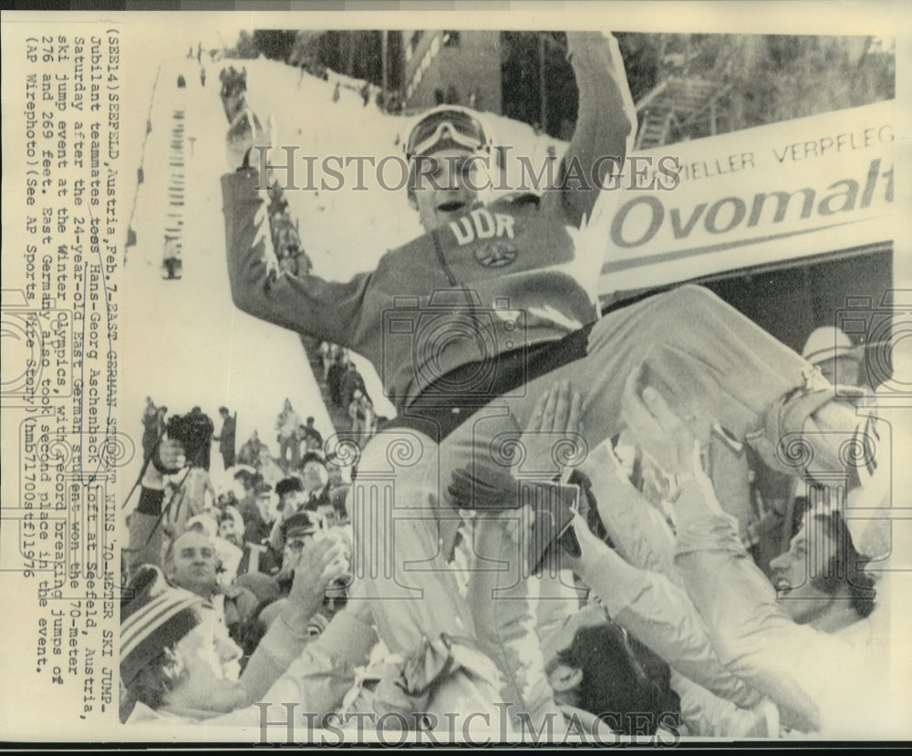 1976 Press Photo Ski Jump - Hans-Georg Aschenback, winner at the Winter Olympics- Historic Images