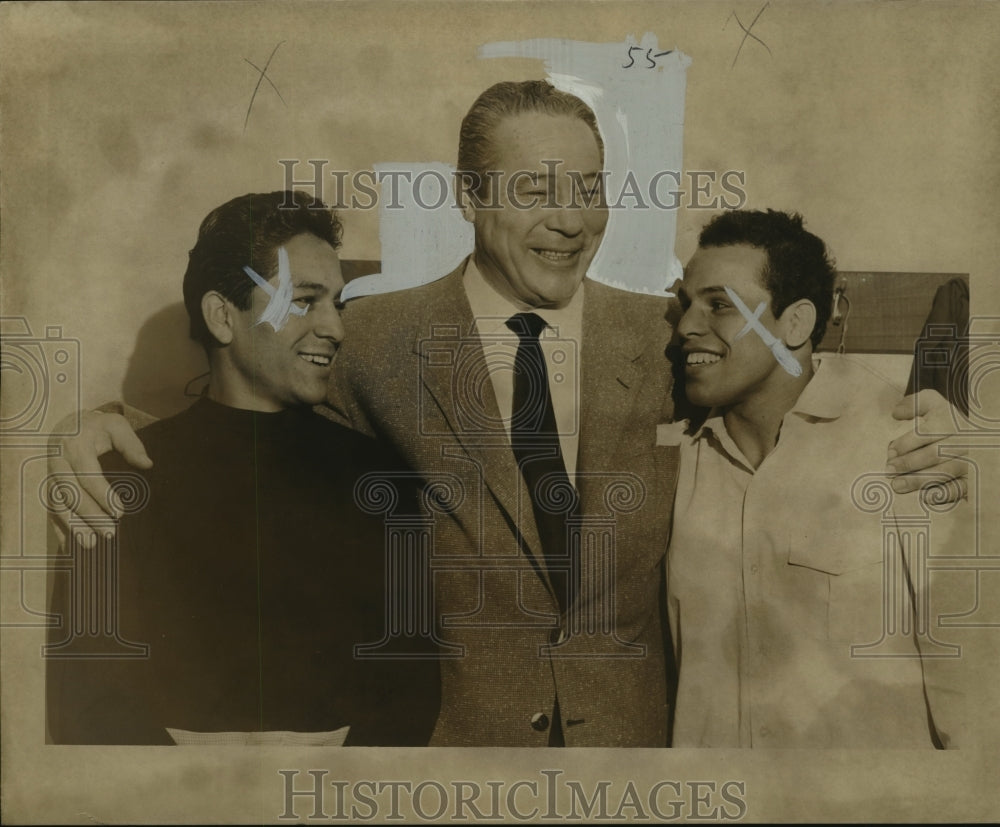 1955 Press Photo Max Baer with Two Younger Men - nos01564- Historic Images