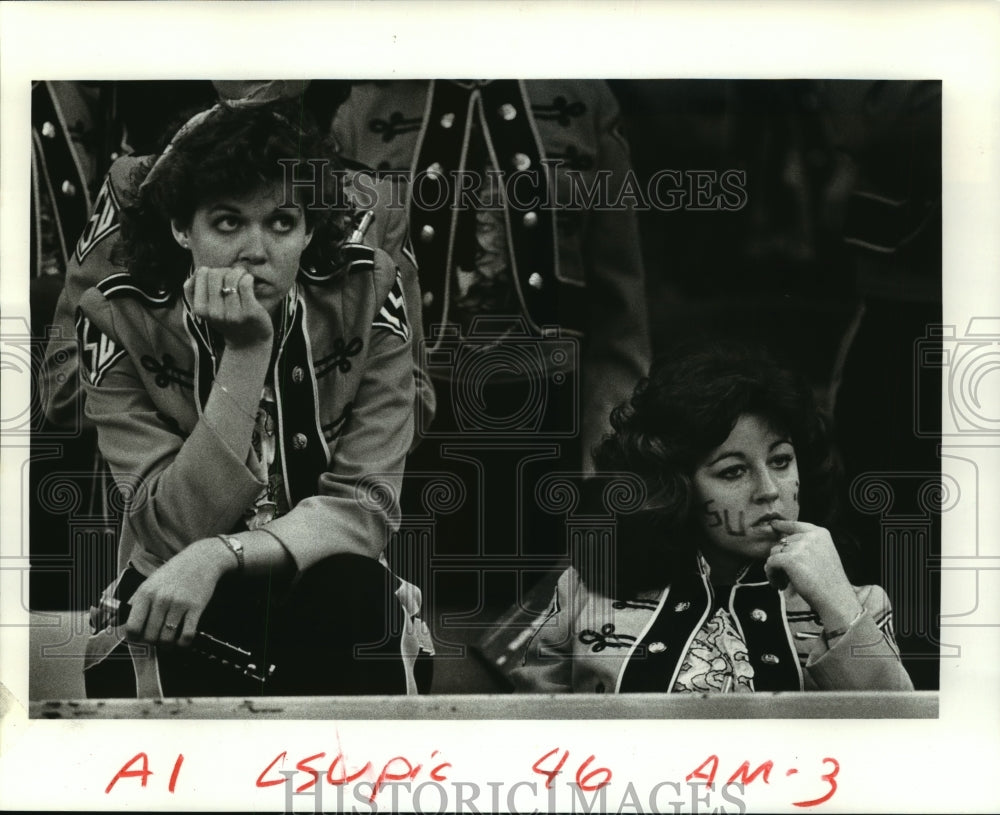 1985 Press Photo Louisiana State University - Lynn Bell, Jackie Bernard, Band- Historic Images