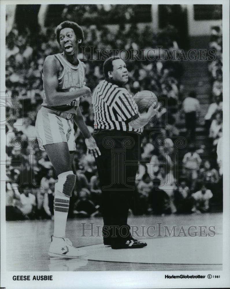 1981 Press Photo Geese Ausbie, Harlem Globetrotters Basketball Player at Game- Historic Images