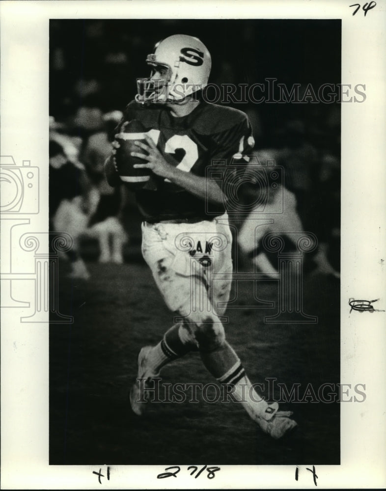 1979 Press Photo Glenn Aguilar, Shaw Football Quarterback- Historic Images