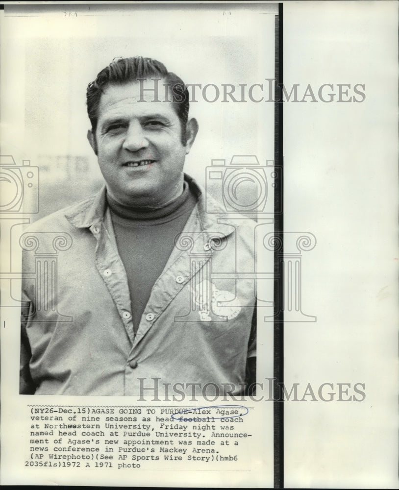 1971 Press Photo Alex Agase, Northwestern University Head Football Coach- Historic Images