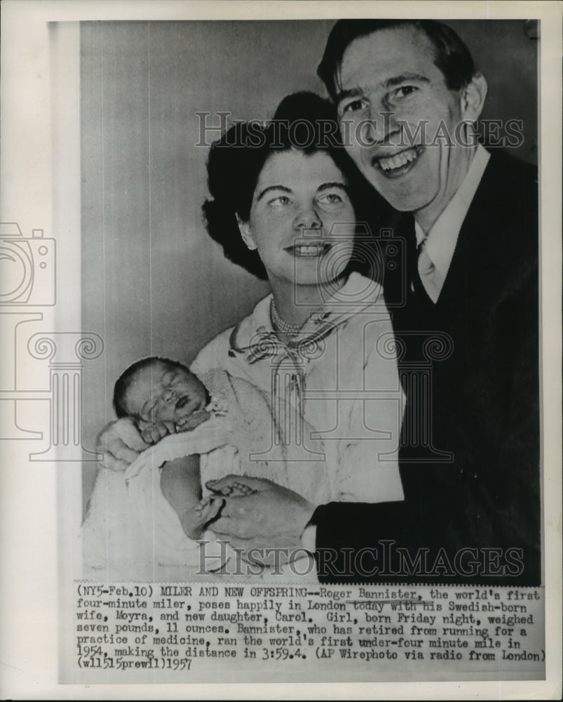 1957 Press Photo Roger Bannister, World&#39;s Fist Four Minute Mile Runner and Wife- Historic Images