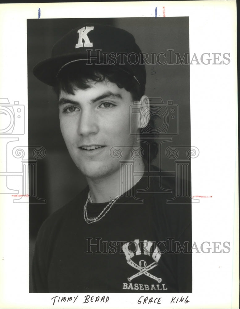 1990 Press Photo Baseball - Timmy Beard, Pitcher for Grace King High School- Historic Images