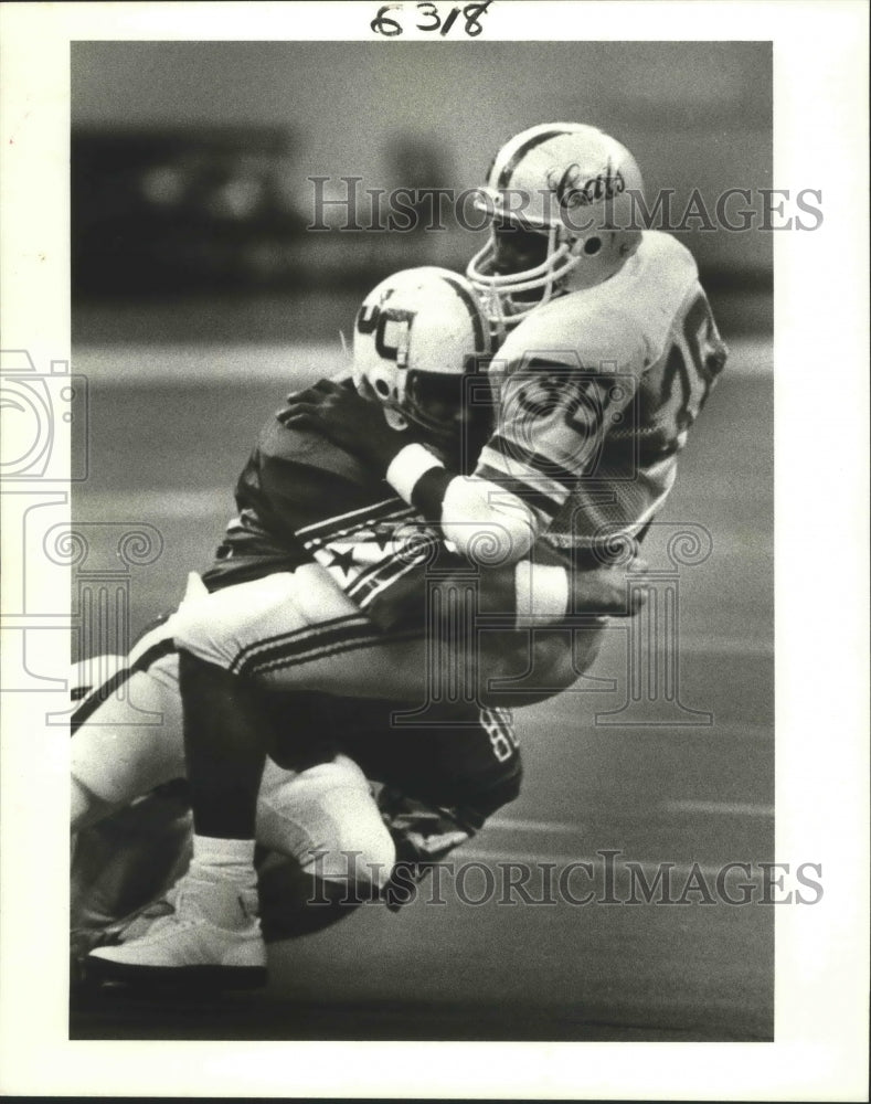 1985 Press Photo Football Action Between John Curtis Christian & Wossman High- Historic Images