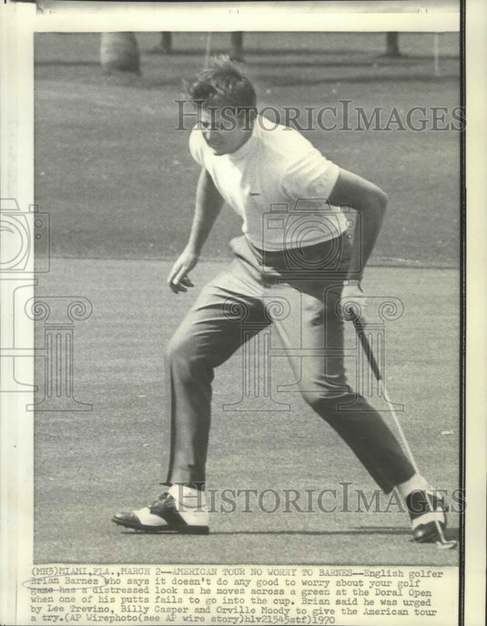 1970 Press Photo Golf - Brian Barnes Reacts to Missed Putt at Doral Open- Historic Images