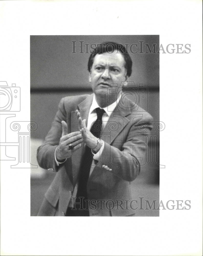 1990 Press Photo Louisiana Tech Women&#39;s Basketball Coach Leon Barmore- Historic Images