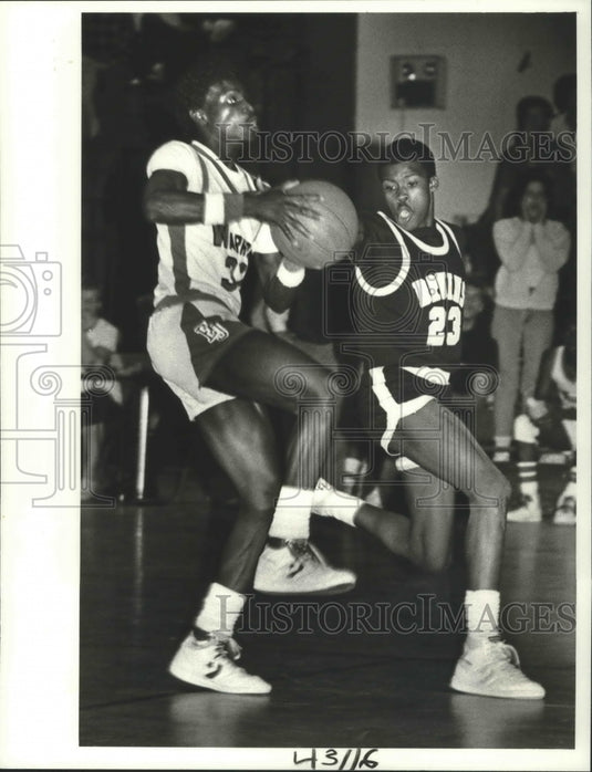 1986 Press Photo Basketball Action Between East Jefferson and Bonnabel- Historic Images