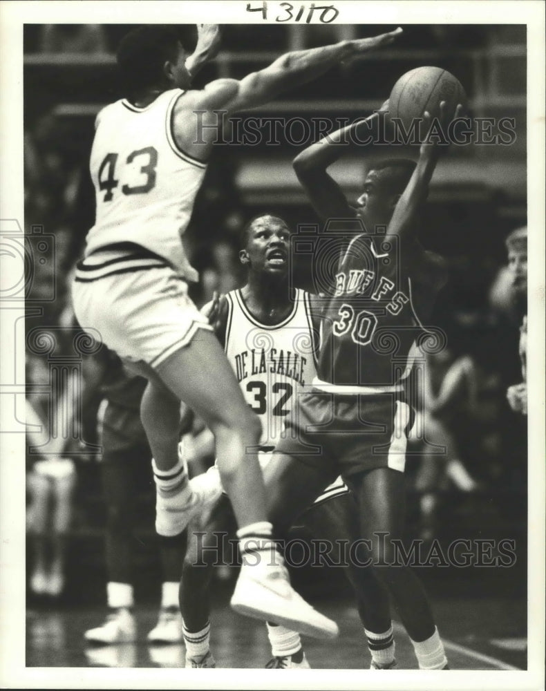 1986 Press Photo High School Basketball Action Between Baker and De La Salle- Historic Images