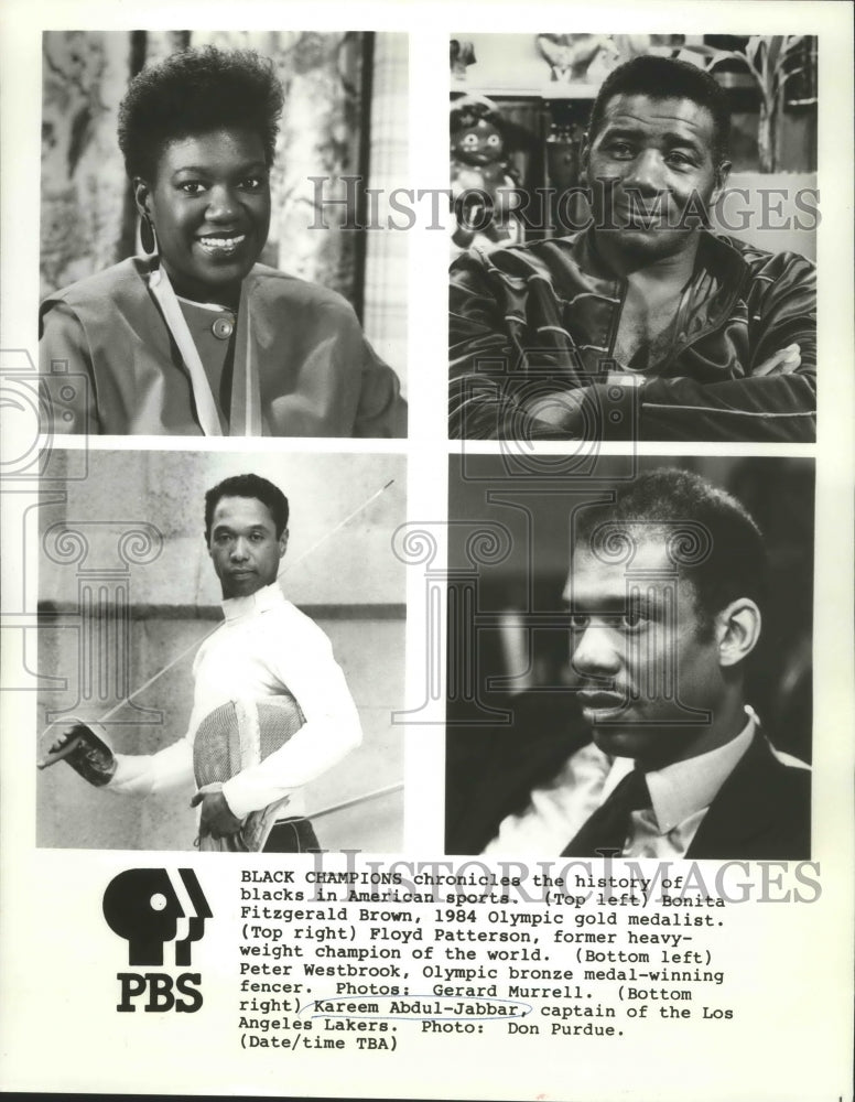1986 Press Photo Black Champions in American Sports on PBS - nos03314- Historic Images