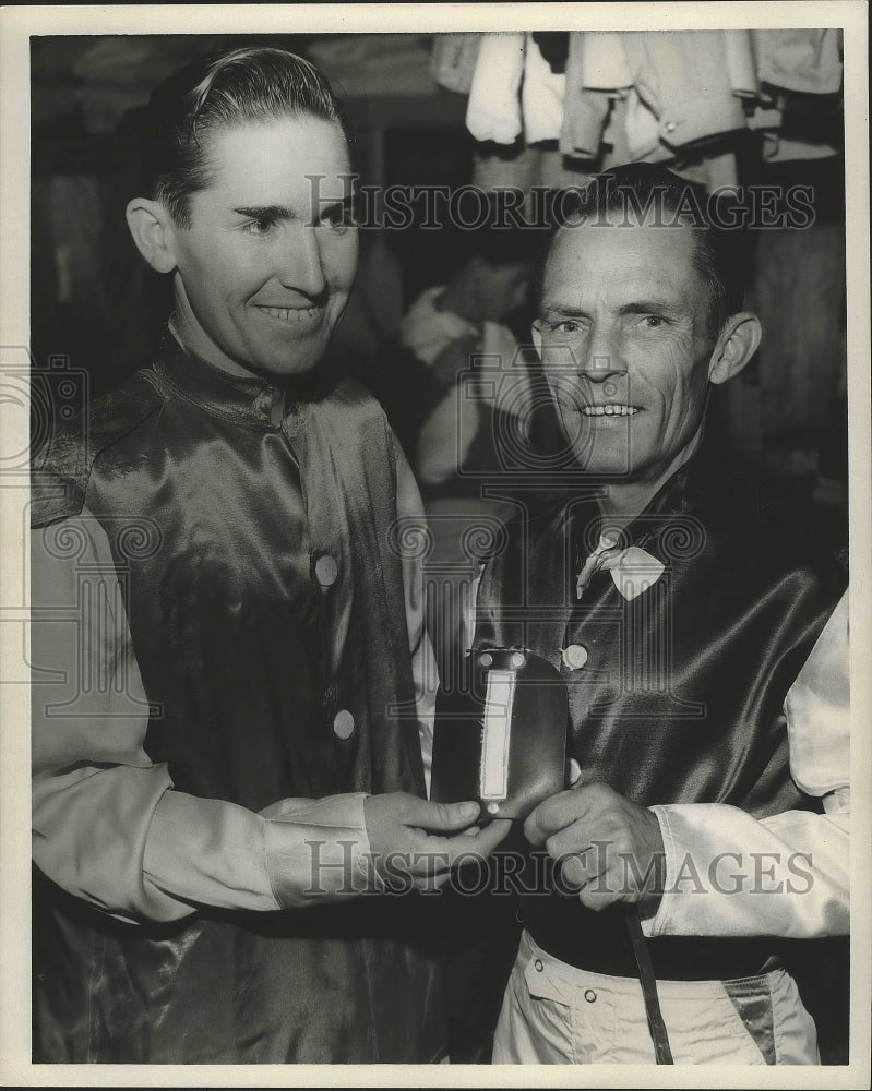 Press Photo Jockeys W. Chambers and R. L. Baird - nos03474- Historic Images