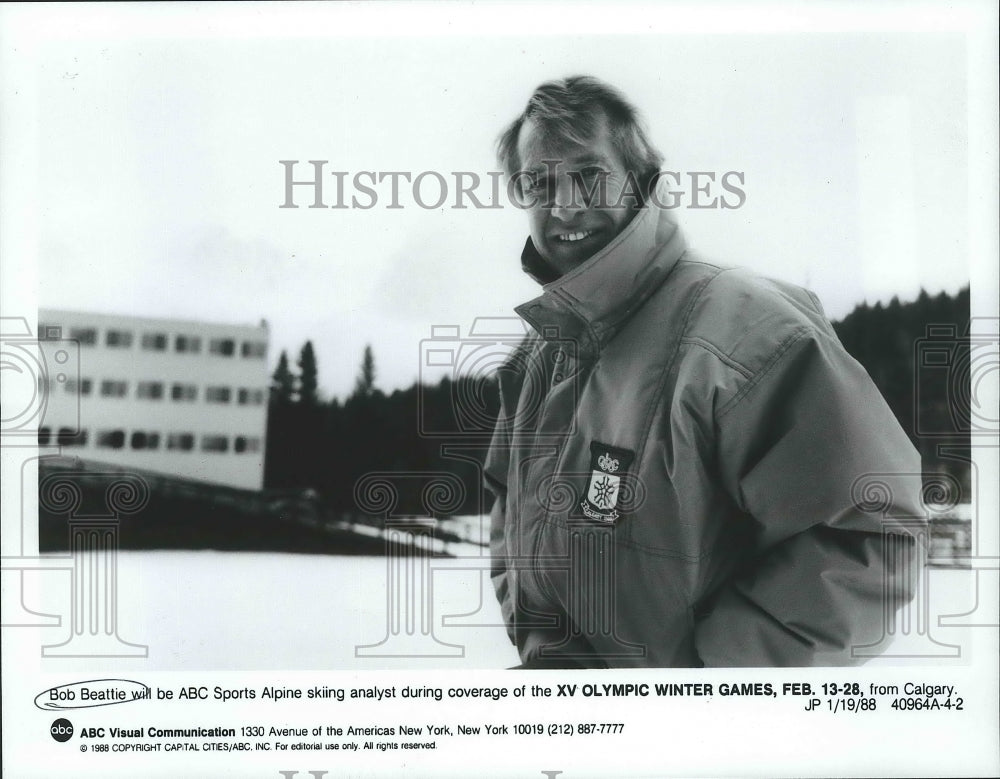 1988 Press Photo Bob Beattie, ABC Sports Alpine Skiing Analyst at Olympic Games- Historic Images