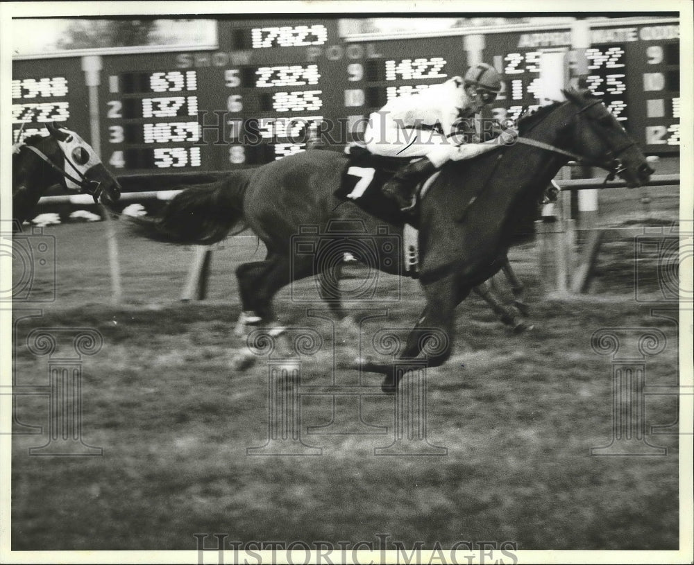 1983 Press Photo Race Horse Listcapade Wins at Fair Grounds Classic Race- Historic Images