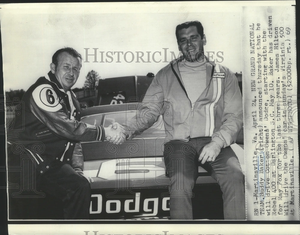 1969 Press Photo Buddy Baker, Dodge Race Car Driver in South Carolina- Historic Images