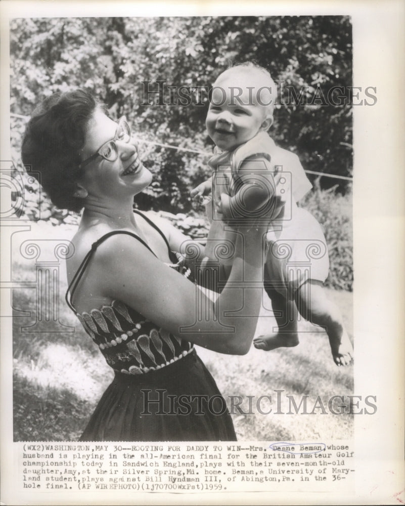 1959 Press Photo Golfer Deane Beman&#39;s Wife and Daughter at Maryland Home- Historic Images