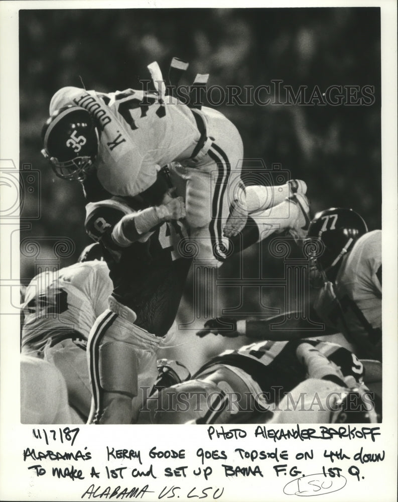 1987 Press Photo Kerry Goode and Others in Football Game, Alabama vs. LSU- Historic Images