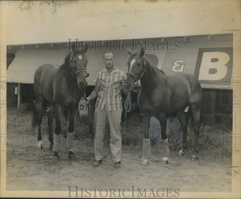 Press Photo Horse Trainer Frank Bekler with Race Horses - nos05141- Historic Images