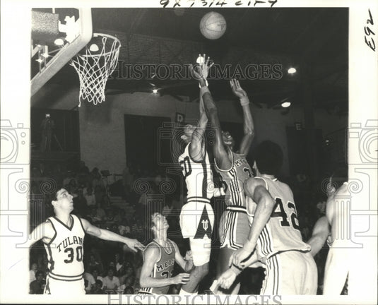 1979 Press Photo Micah Blunt, Tulane University Basketball Player at Mercer Game- Historic Images