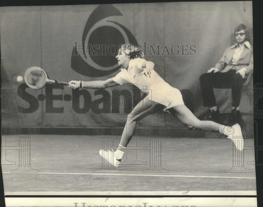 1975 Press Photo Swedish Tennis Player Bjorn Borg at Davis Cup in Stockholm- Historic Images