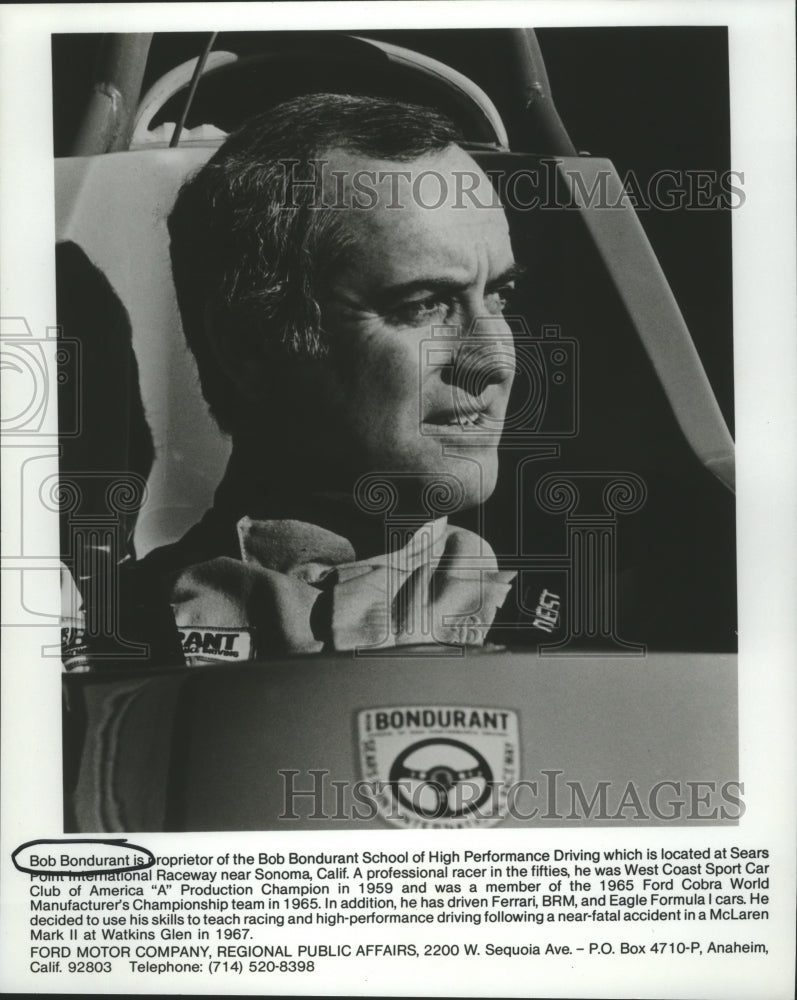 1983 Press Photo Car Racing - Former Driver &amp; Teacher Bob Bondurant - nos05750- Historic Images