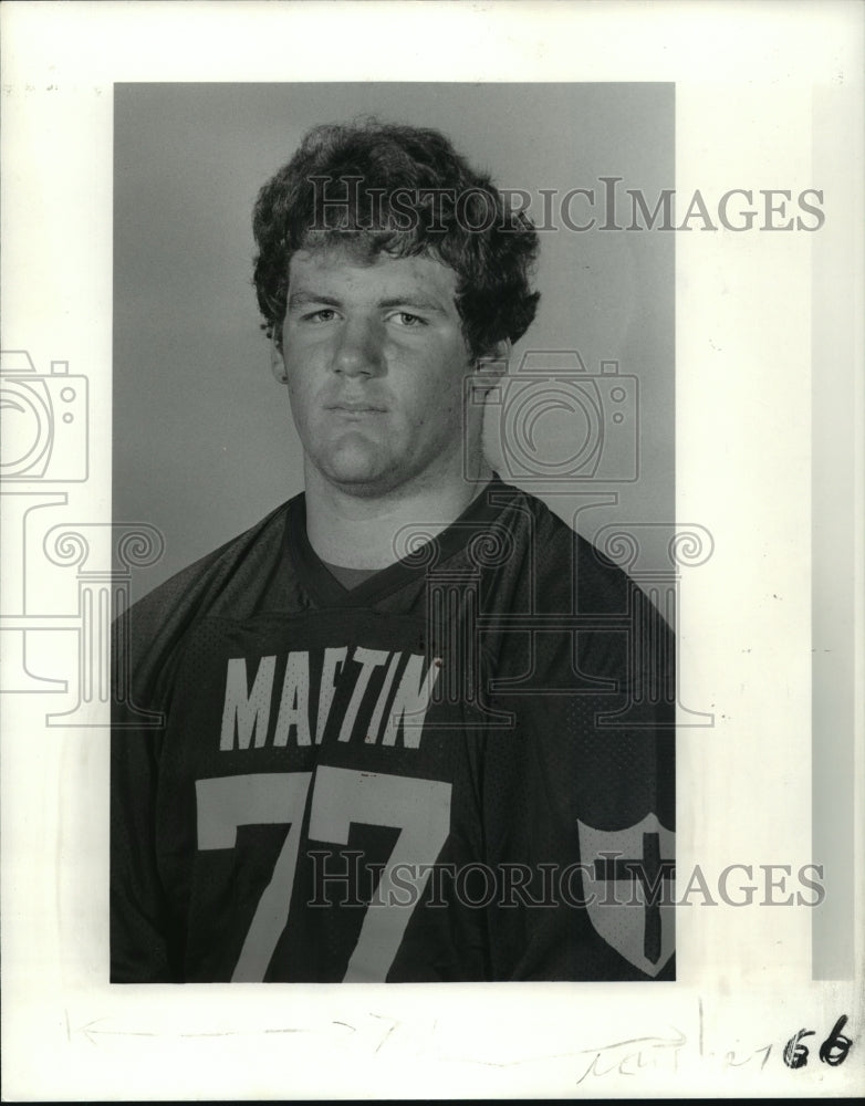 1983 Press Photo Tommy Clapp, Brother Martin Football Player - nos05764- Historic Images