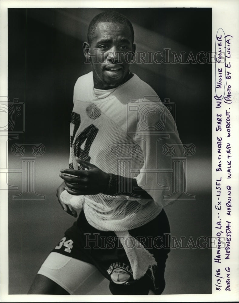 1986 Press Photo Ex-USFL Baltimore Stars Wide Receiver Willie Collier Practices- Historic Images