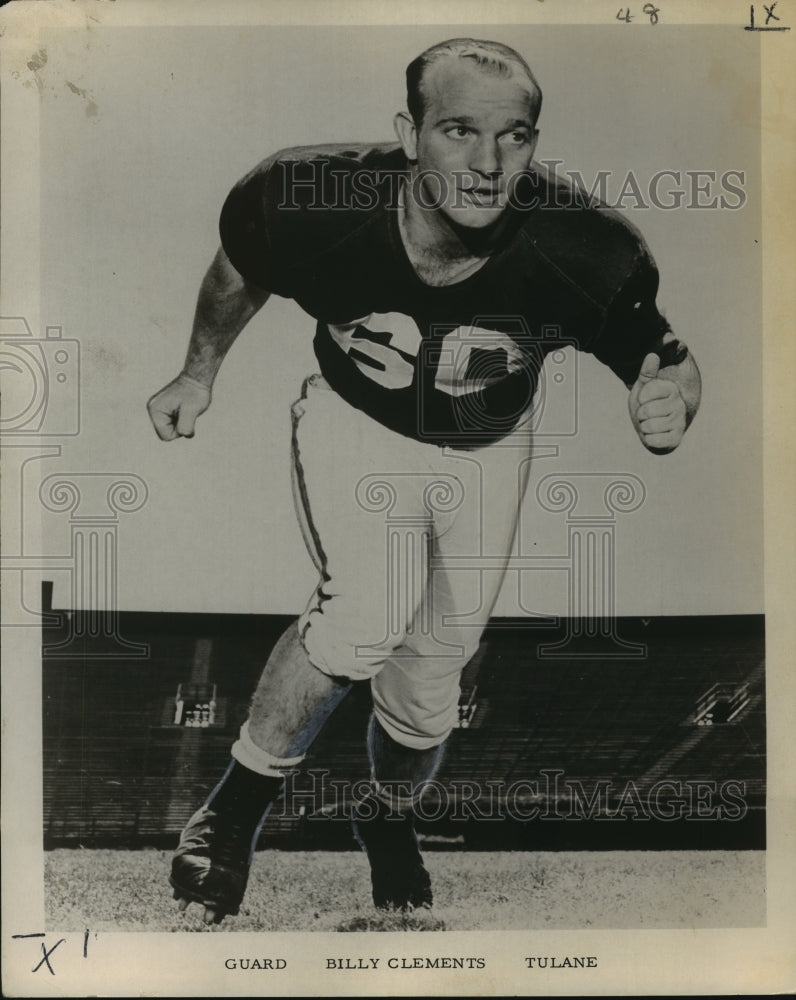 1967 Press Photo Tulane University Football Guard Billy Clements - nos06594- Historic Images