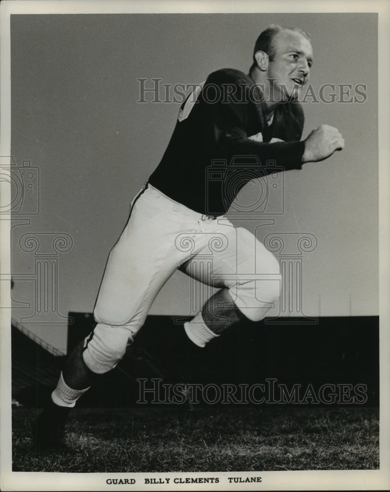 Press Photo Tulane University Football Guard Billy Clements - nos06595- Historic Images