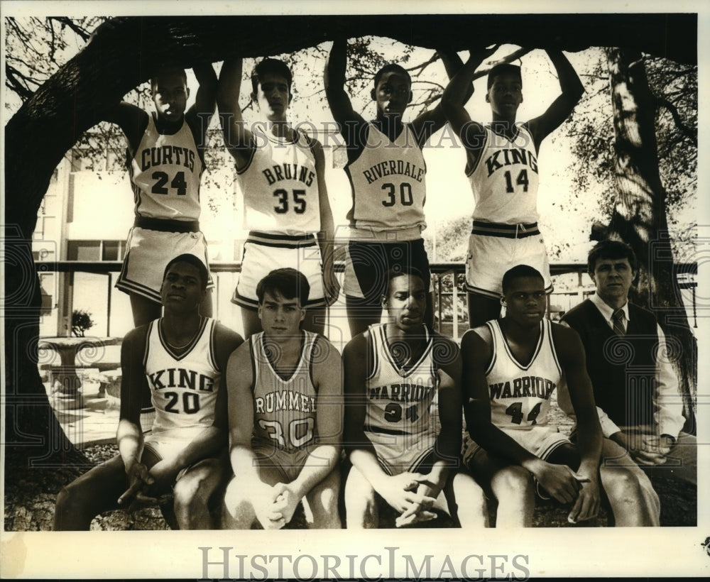 1988 Press Photo Riverdale Coach Kenny Chance and EJ High School Basketball Team- Historic Images