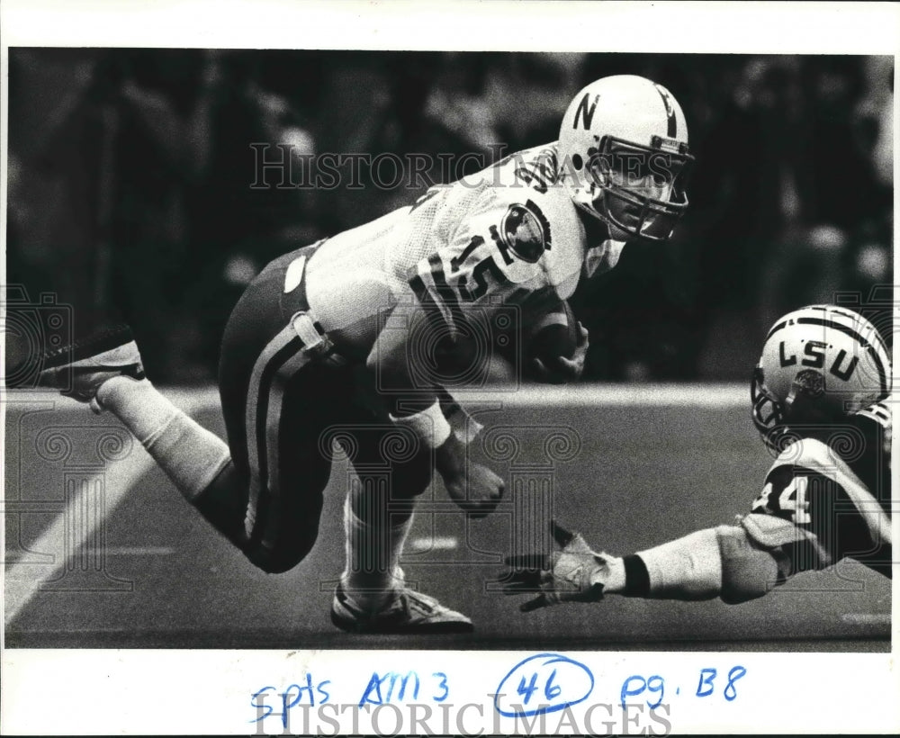 1984 Press Photo Sugar Bowl Louisiana State University Football Players in Game- Historic Images