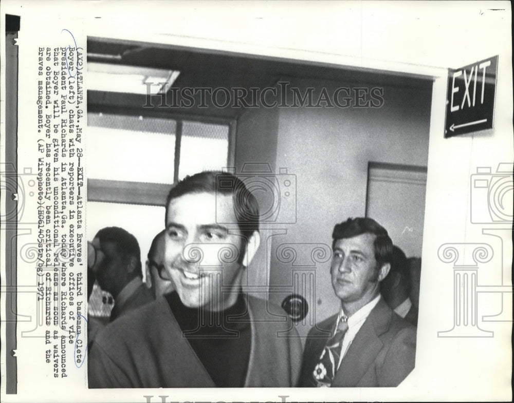 1971 Press Photo Atlanta Braves&#39; third baseman Clete Boyer in Atlanta, Georgia- Historic Images