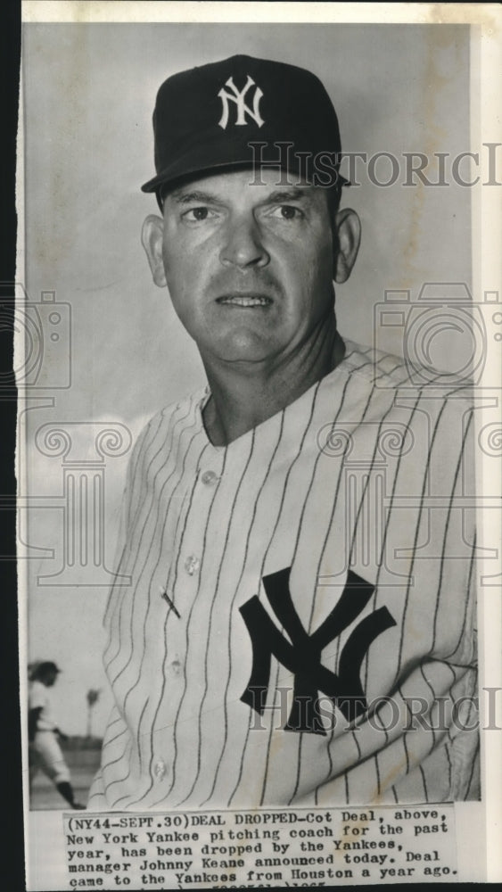 1965 Press Photo Cot Deal, New York Yankee Pitching Coach - nos08782- Historic Images